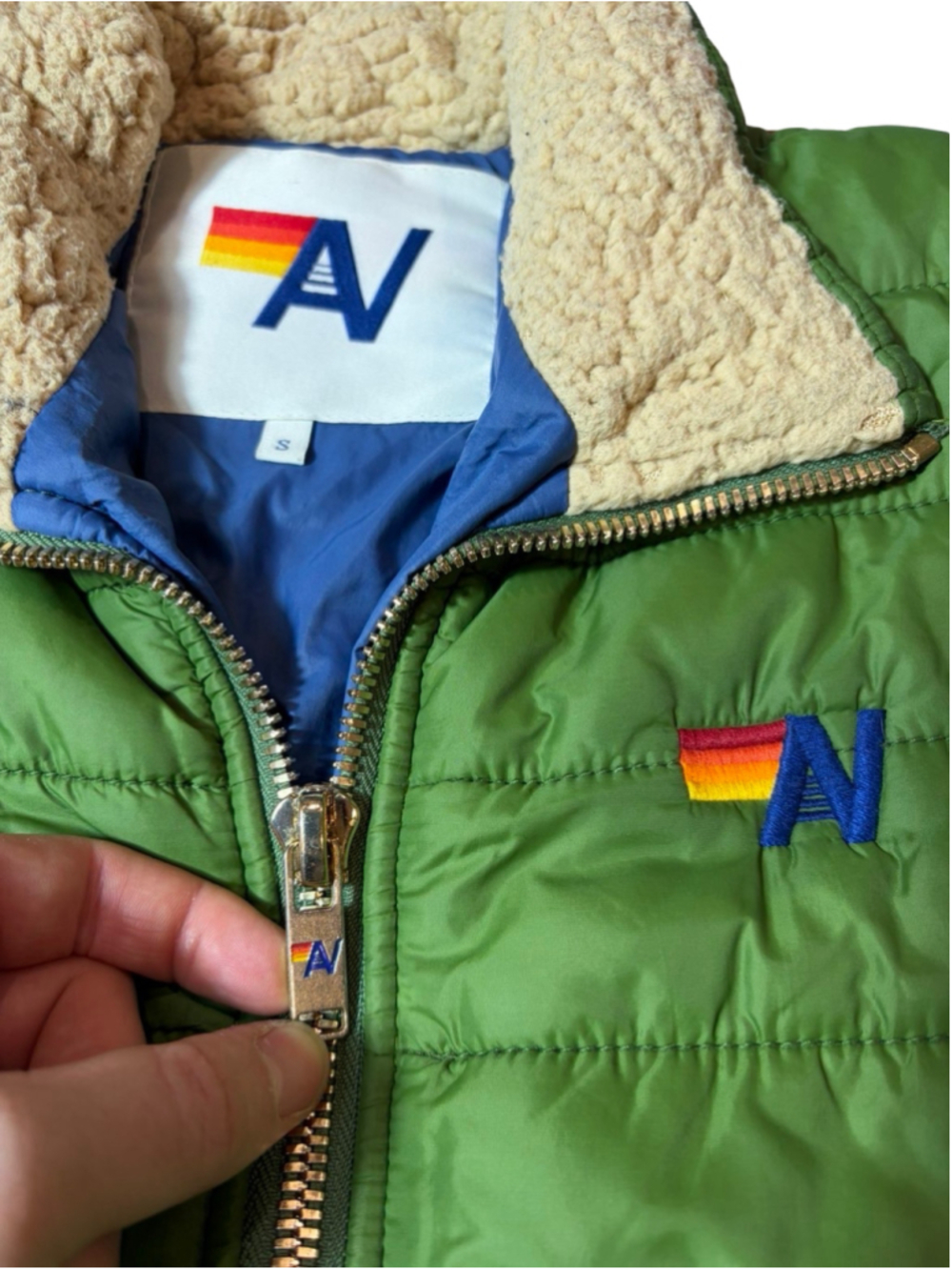 Aviator Nation Sunburst Apres Puffer Jacket Garden Green Unisex Small $875 - Picture 6 of 12